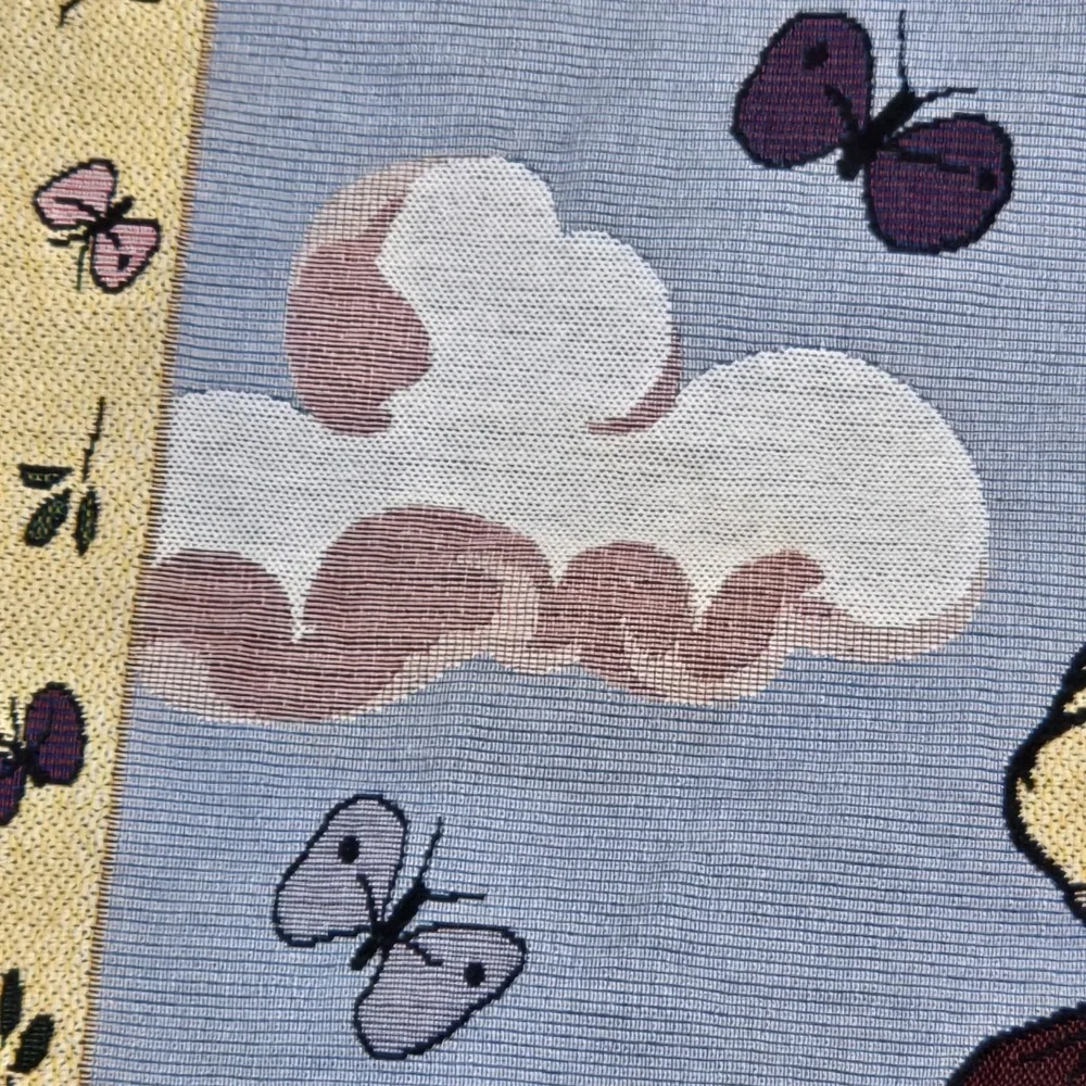 Vtg 80s Disney Winnie the Pooh & Christopher Robin Leap Frog Wall Tapestry READ
